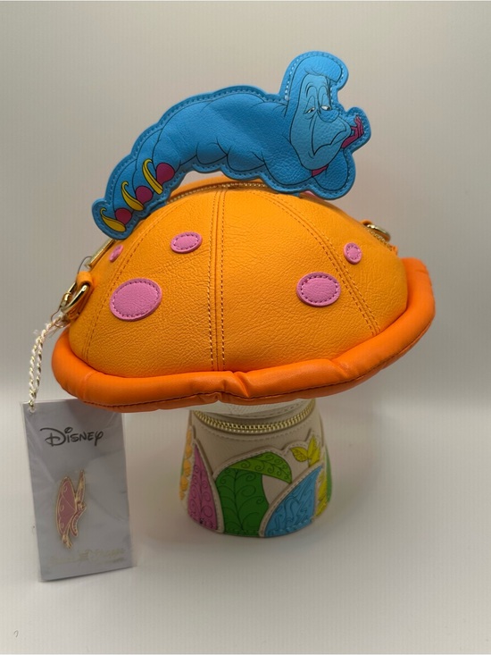Disney Handbags - Disney Orange Mushroom Crossbody Bag with Blue Caterpillar Accent